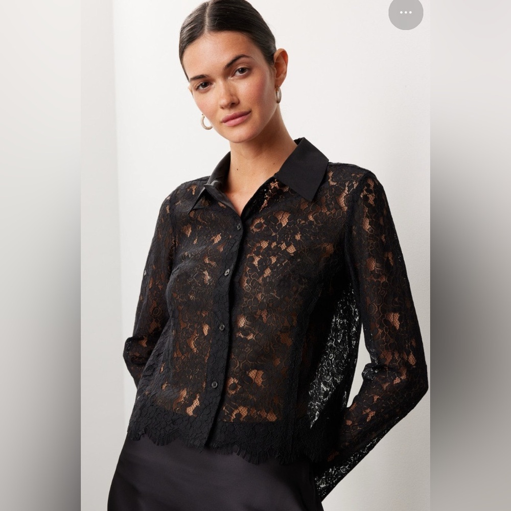 JASON WU Daisy Floral‎ See Through Blouse Button Down